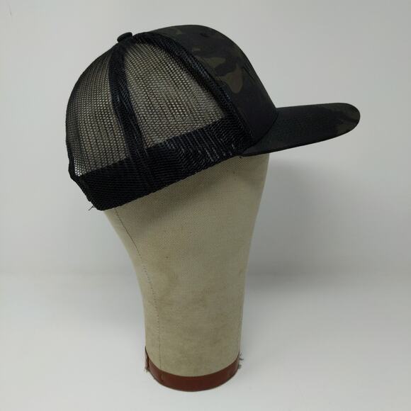 Cap America Snapback Meshback Hat Black Dark Green Camo Embroidered - Picture 6 of 12